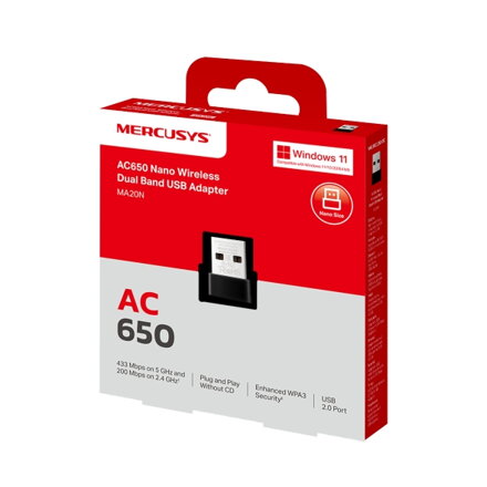 MERCUSYS MA20N, AC650 Nano Wireless Dual Band USB