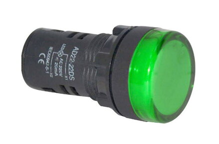 Kontrolka 230V LED 29mm, zelená