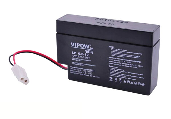 Baterie olověná  12V/ 0,8Ah VIPOW bezúdržbový akumulátor